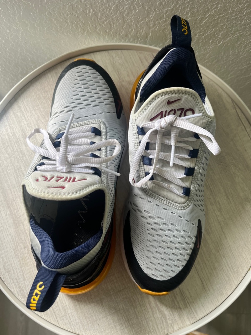 Nike White Navy Yellow Air270 Trainers - Picture 4 of 13